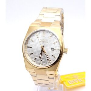 Invicta Speedway Men’s Quartz Watch Gold Stainless Steel Silver Dial 43 mm New